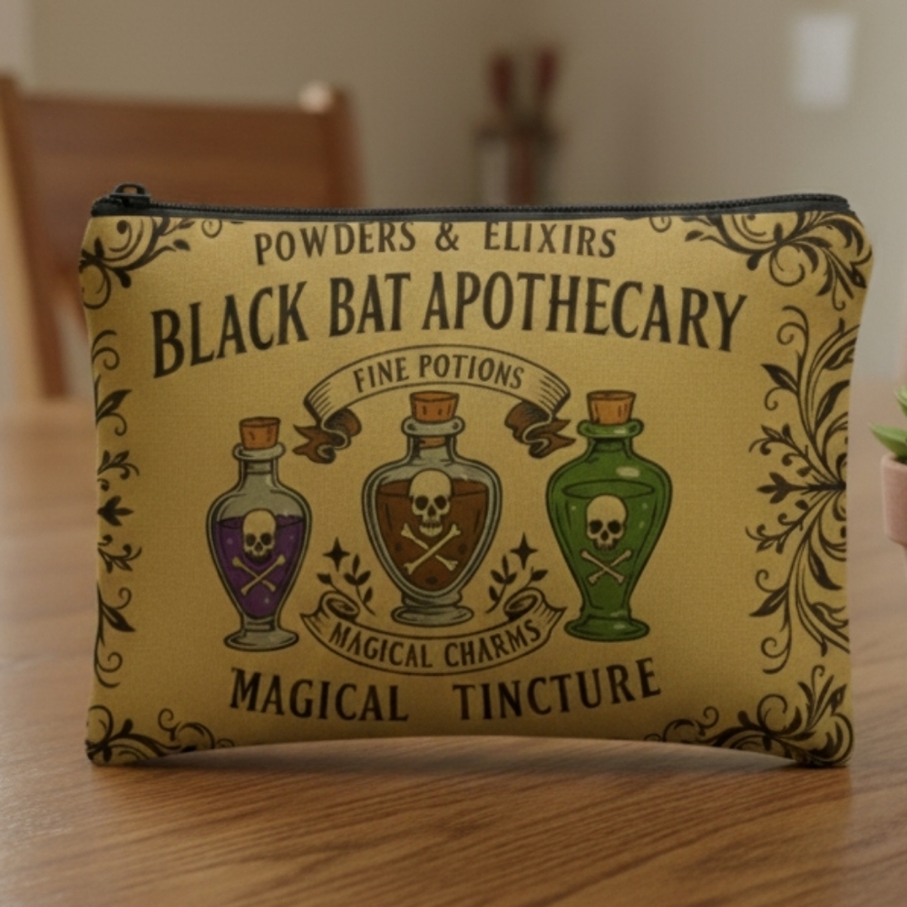 NWT Whimsical Cosmetic Bag With An Apothecary Design  (0059)